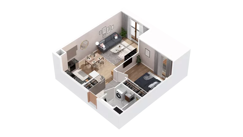2 pokoje, mieszkanie 47,88 m², piętro 1, oferta nr 2.01.E14, Ogrody Andersa IV, Gliwice, Wojska Polskiego, ul. J. Sowińskiego