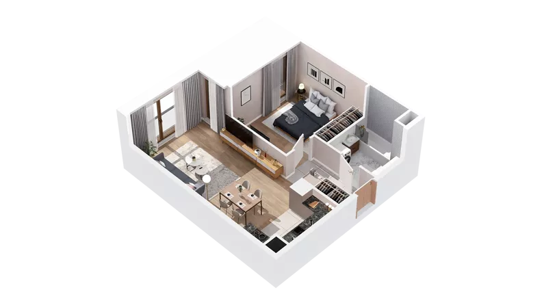 2 pokoje, mieszkanie 47,88 m², piętro 1, oferta nr 2.01.E14, Ogrody Andersa IV, Gliwice, Wojska Polskiego, ul. J. Sowińskiego