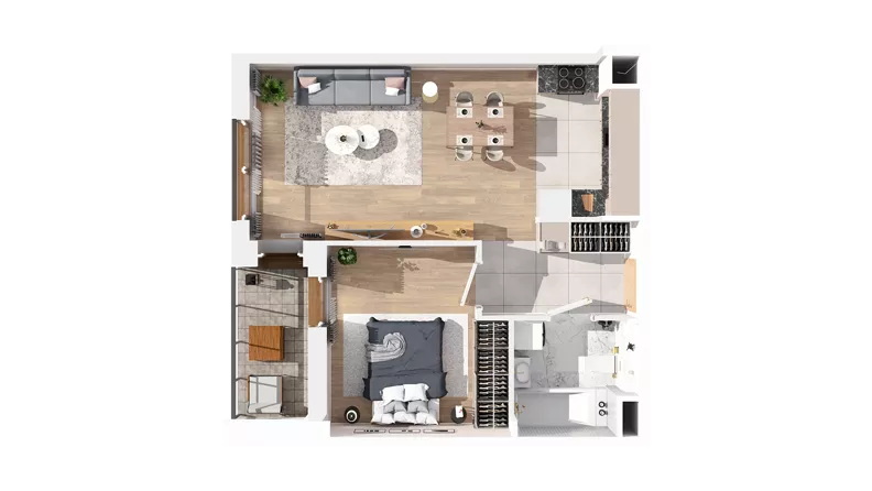 2 pokoje, mieszkanie 47,87 m², piętro 2, oferta nr 2.02.A12, Ogrody Andersa IV, Gliwice, Wojska Polskiego, ul. J. Sowińskiego