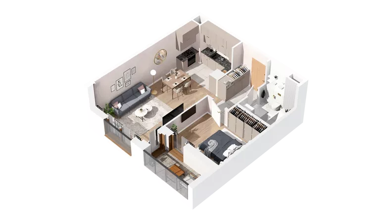 2 pokoje, mieszkanie 47,87 m², piętro 2, oferta nr 2.02.A12, Ogrody Andersa IV, Gliwice, Wojska Polskiego, ul. J. Sowińskiego