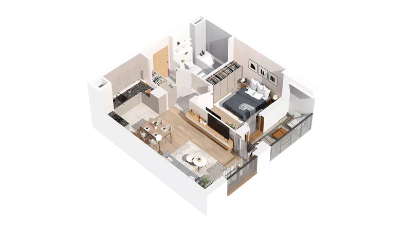 2 pokoje, mieszkanie 47,87 m², piętro 2, oferta nr 2.02.A12, Ogrody Andersa IV, Gliwice, Wojska Polskiego, ul. J. Sowińskiego
