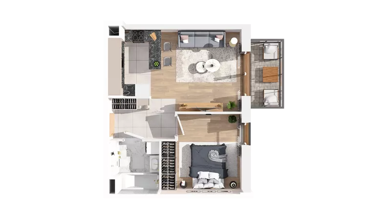 2 pokoje, mieszkanie 41,39 m², piętro 2, oferta nr 2.02.A15, Ogrody Andersa IV, Gliwice, Wojska Polskiego, ul. J. Sowińskiego