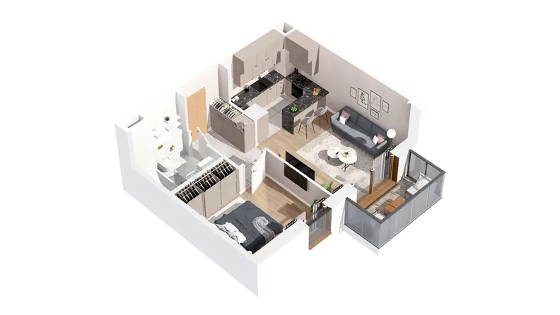 2 pokoje, mieszkanie 41,39 m², piętro 2, oferta nr 2.02.A15, Ogrody Andersa IV, Gliwice, Wojska Polskiego, ul. J. Sowińskiego