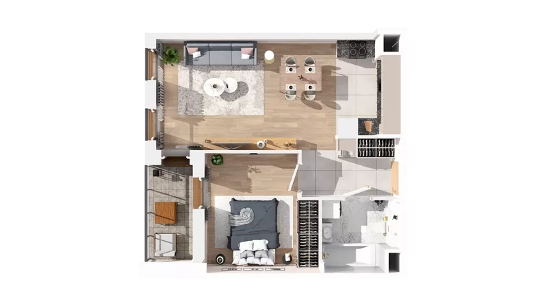 2 pokoje, mieszkanie 48,05 m², piętro 2, oferta nr 2.02.B18, Ogrody Andersa IV, Gliwice, Wojska Polskiego, ul. J. Sowińskiego