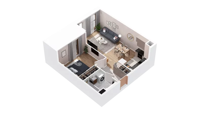 2 pokoje, mieszkanie 48,05 m², piętro 2, oferta nr 2.02.B18, Ogrody Andersa IV, Gliwice, Wojska Polskiego, ul. J. Sowińskiego