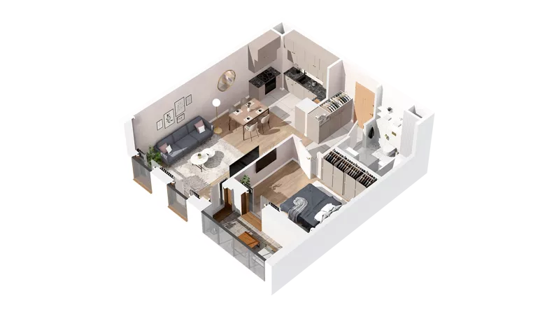 2 pokoje, mieszkanie 48,05 m², piętro 2, oferta nr 2.02.B18, Ogrody Andersa IV, Gliwice, Wojska Polskiego, ul. J. Sowińskiego