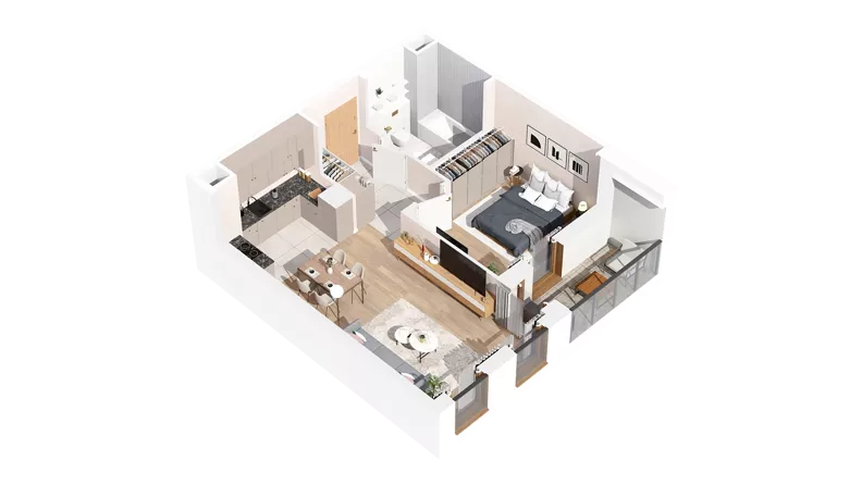 2 pokoje, mieszkanie 48,05 m², piętro 2, oferta nr 2.02.B18, Ogrody Andersa IV, Gliwice, Wojska Polskiego, ul. J. Sowińskiego