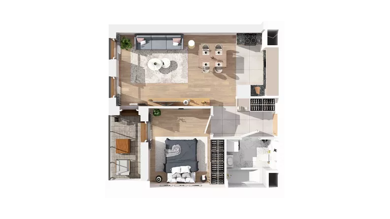 2 pokoje, mieszkanie 47,90 m², piętro 2, oferta nr 2.02.B19, Ogrody Andersa IV, Gliwice, Wojska Polskiego, ul. J. Sowińskiego