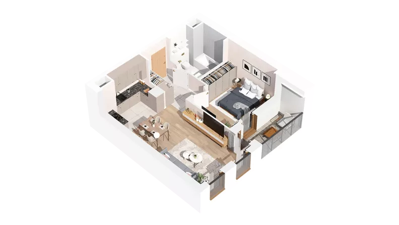 2 pokoje, mieszkanie 47,90 m², piętro 2, oferta nr 2.02.B19, Ogrody Andersa IV, Gliwice, Wojska Polskiego, ul. J. Sowińskiego