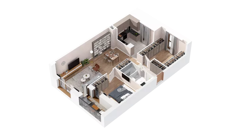 2 pokoje, mieszkanie 70,51 m², piętro 2, oferta nr 2.02.C07, Ogrody Andersa IV, Gliwice, Wojska Polskiego, ul. J. Sowińskiego