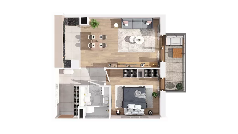 2 pokoje, mieszkanie 52,95 m², piętro 2, oferta nr 2.02.D17, Ogrody Andersa IV, Gliwice, Wojska Polskiego, ul. J. Sowińskiego