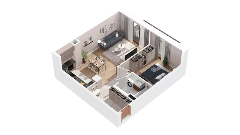 2 pokoje, mieszkanie 52,95 m², piętro 2, oferta nr 2.02.D17, Ogrody Andersa IV, Gliwice, Wojska Polskiego, ul. J. Sowińskiego