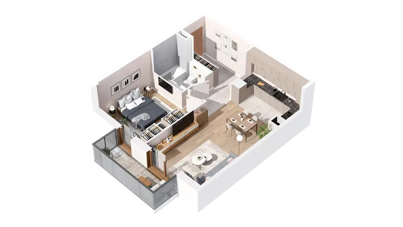 2 pokoje, mieszkanie 52,95 m², piętro 2, oferta nr 2.02.D17, Ogrody Andersa IV, Gliwice, Wojska Polskiego, ul. J. Sowińskiego