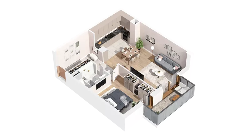 2 pokoje, mieszkanie 52,95 m², piętro 2, oferta nr 2.02.D17, Ogrody Andersa IV, Gliwice, Wojska Polskiego, ul. J. Sowińskiego