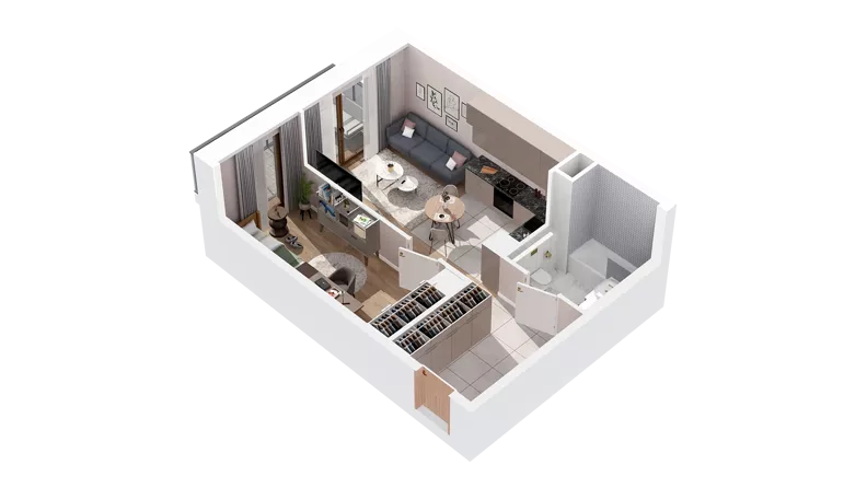 2 pokoje, mieszkanie 40,19 m², piętro 2, oferta nr 2.02.E19, Ogrody Andersa IV, Gliwice, Wojska Polskiego, ul. J. Sowińskiego