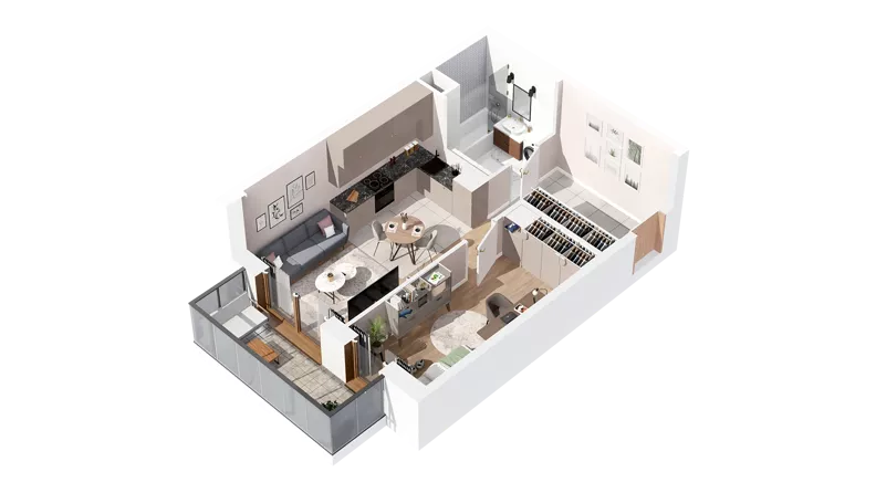 2 pokoje, mieszkanie 40,19 m², piętro 2, oferta nr 2.02.E19, Ogrody Andersa IV, Gliwice, Wojska Polskiego, ul. J. Sowińskiego