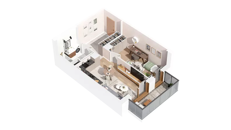 2 pokoje, mieszkanie 40,19 m², piętro 2, oferta nr 2.02.E19, Ogrody Andersa IV, Gliwice, Wojska Polskiego, ul. J. Sowińskiego