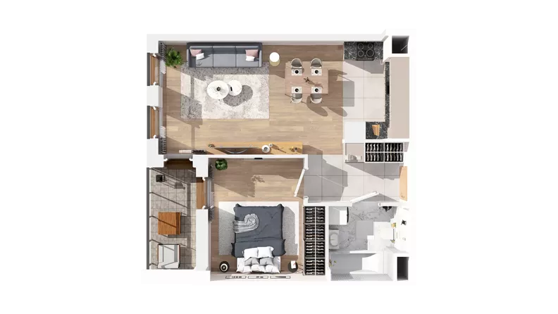 2 pokoje, mieszkanie 48,07 m², piętro 2, oferta nr 2.02.E22, Ogrody Andersa IV, Gliwice, Wojska Polskiego, ul. J. Sowińskiego