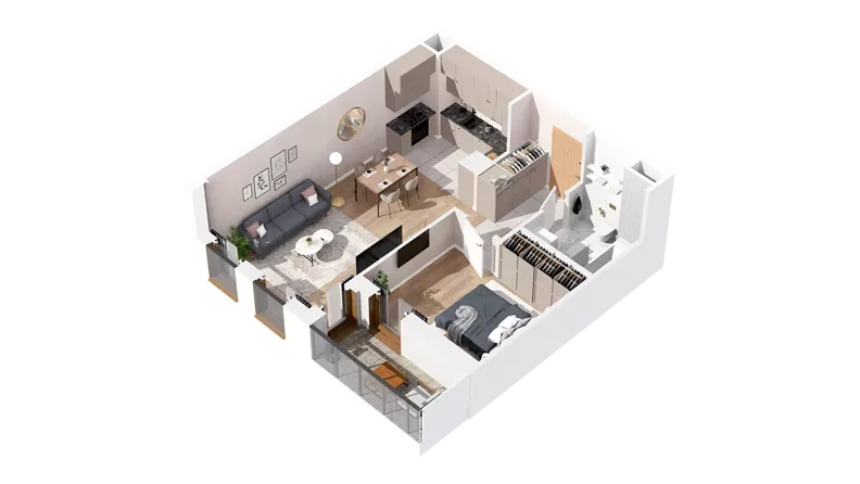 2 pokoje, mieszkanie 48,07 m², piętro 2, oferta nr 2.02.E22, Ogrody Andersa IV, Gliwice, Wojska Polskiego, ul. J. Sowińskiego