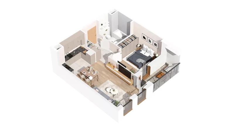 2 pokoje, mieszkanie 48,07 m², piętro 2, oferta nr 2.02.E22, Ogrody Andersa IV, Gliwice, Wojska Polskiego, ul. J. Sowińskiego