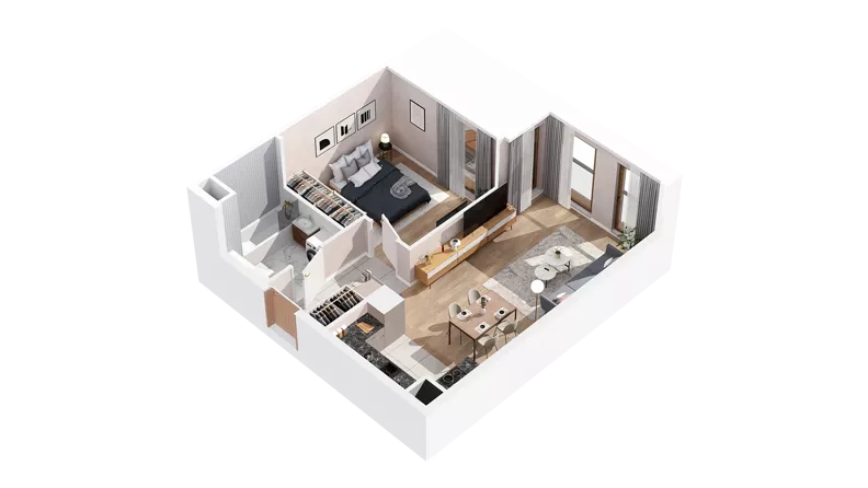 2 pokoje, mieszkanie 48,07 m², piętro 2, oferta nr 2.02.E22, Ogrody Andersa IV, Gliwice, Wojska Polskiego, ul. J. Sowińskiego