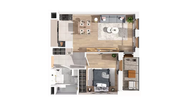 2 pokoje, mieszkanie 48,06 m², piętro 3, oferta nr 2.03.A17, Ogrody Andersa IV, Gliwice, Wojska Polskiego, ul. J. Sowińskiego