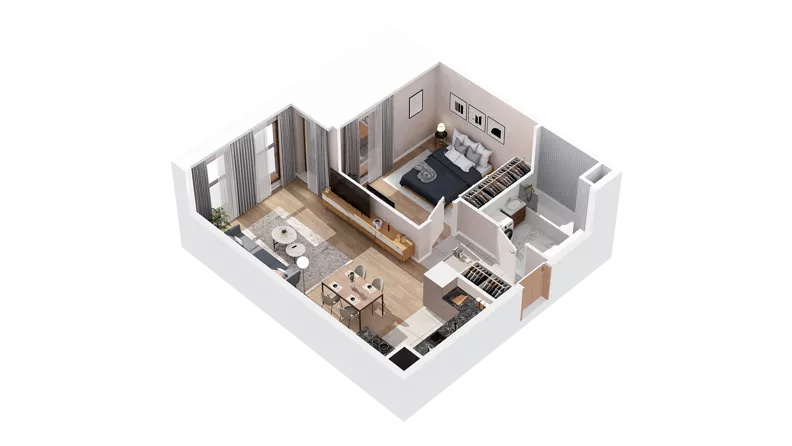 2 pokoje, mieszkanie 48,06 m², piętro 3, oferta nr 2.03.A17, Ogrody Andersa IV, Gliwice, Wojska Polskiego, ul. J. Sowińskiego