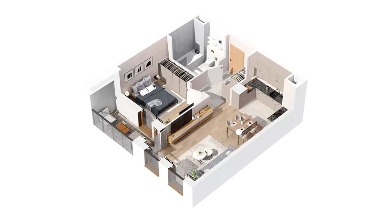 2 pokoje, mieszkanie 48,06 m², piętro 3, oferta nr 2.03.A17, Ogrody Andersa IV, Gliwice, Wojska Polskiego, ul. J. Sowińskiego