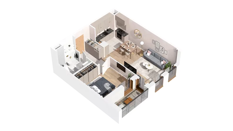 2 pokoje, mieszkanie 48,06 m², piętro 3, oferta nr 2.03.A17, Ogrody Andersa IV, Gliwice, Wojska Polskiego, ul. J. Sowińskiego