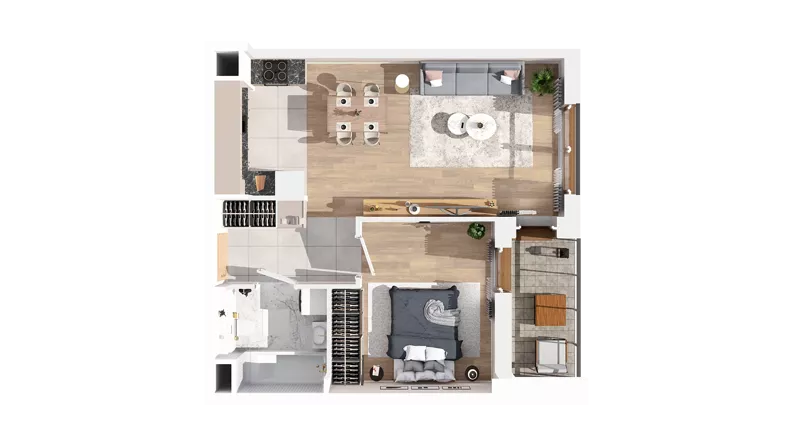 2 pokoje, mieszkanie 47,87 m², piętro 3, oferta nr 2.03.B26, Ogrody Andersa IV, Gliwice, Wojska Polskiego, ul. J. Sowińskiego