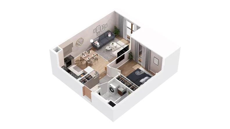 2 pokoje, mieszkanie 47,87 m², piętro 3, oferta nr 2.03.B26, Ogrody Andersa IV, Gliwice, Wojska Polskiego, ul. J. Sowińskiego