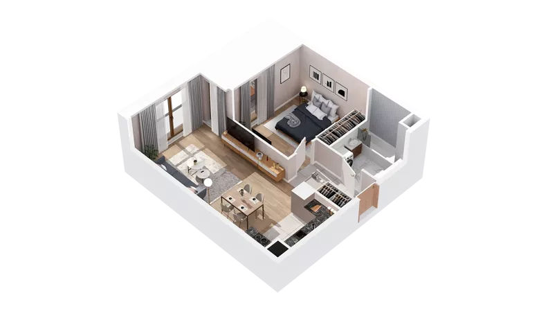 2 pokoje, mieszkanie 47,87 m², piętro 3, oferta nr 2.03.B26, Ogrody Andersa IV, Gliwice, Wojska Polskiego, ul. J. Sowińskiego