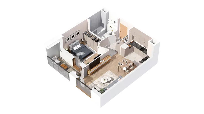 2 pokoje, mieszkanie 47,87 m², piętro 3, oferta nr 2.03.B26, Ogrody Andersa IV, Gliwice, Wojska Polskiego, ul. J. Sowińskiego