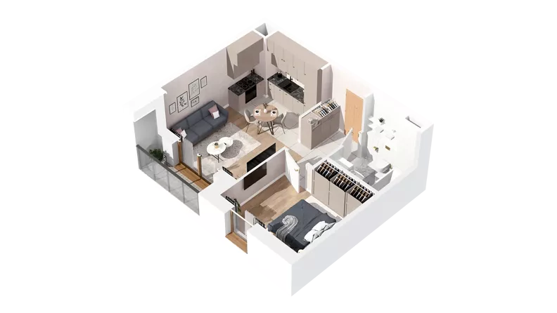 2 pokoje, mieszkanie 37,63 m², piętro 3, oferta nr 2.03.B30, Ogrody Andersa IV, Gliwice, Wojska Polskiego, ul. J. Sowińskiego