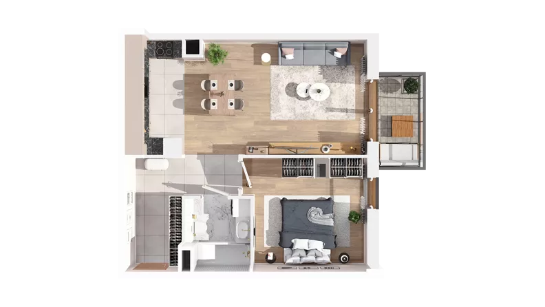 2 pokoje, mieszkanie 52,95 m², piętro 3, oferta nr 2.03.D23, Ogrody Andersa IV, Gliwice, Wojska Polskiego, ul. J. Sowińskiego