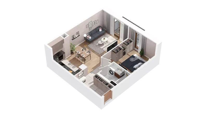 2 pokoje, mieszkanie 52,95 m², piętro 3, oferta nr 2.03.D23, Ogrody Andersa IV, Gliwice, Wojska Polskiego, ul. J. Sowińskiego