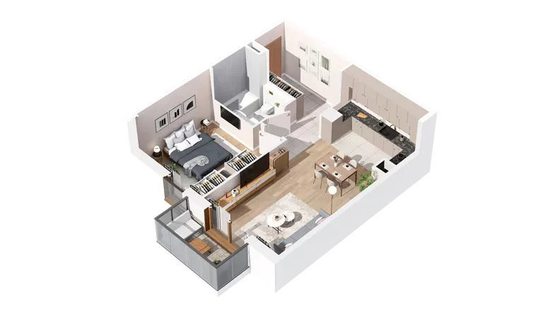 2 pokoje, mieszkanie 52,95 m², piętro 3, oferta nr 2.03.D23, Ogrody Andersa IV, Gliwice, Wojska Polskiego, ul. J. Sowińskiego
