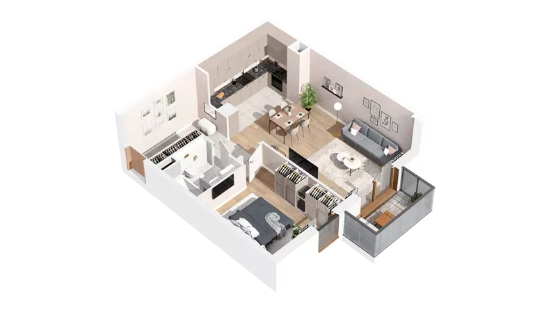 2 pokoje, mieszkanie 52,95 m², piętro 3, oferta nr 2.03.D23, Ogrody Andersa IV, Gliwice, Wojska Polskiego, ul. J. Sowińskiego