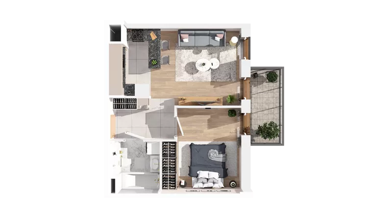 2 pokoje, mieszkanie 41,08 m², piętro 3, oferta nr 2.03.D24, Ogrody Andersa IV, Gliwice, Wojska Polskiego, ul. J. Sowińskiego