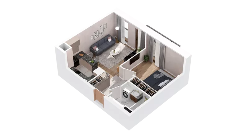 2 pokoje, mieszkanie 41,08 m², piętro 3, oferta nr 2.03.D24, Ogrody Andersa IV, Gliwice, Wojska Polskiego, ul. J. Sowińskiego