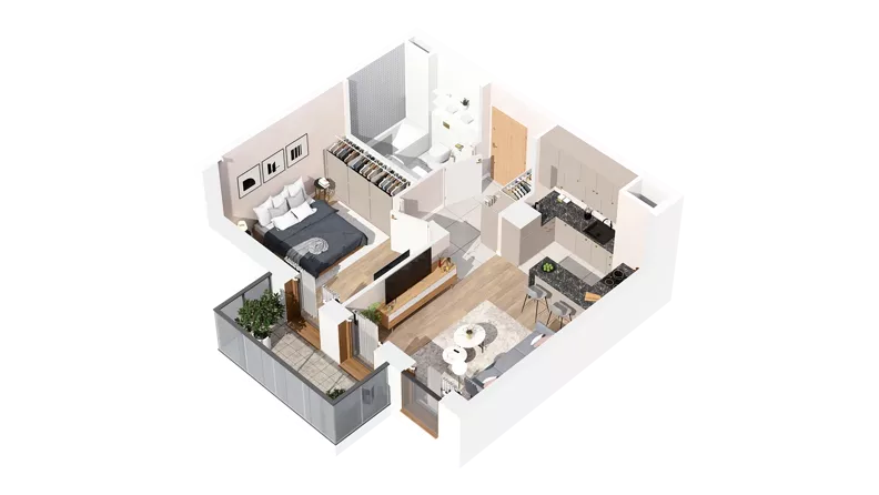 2 pokoje, mieszkanie 41,08 m², piętro 3, oferta nr 2.03.D24, Ogrody Andersa IV, Gliwice, Wojska Polskiego, ul. J. Sowińskiego