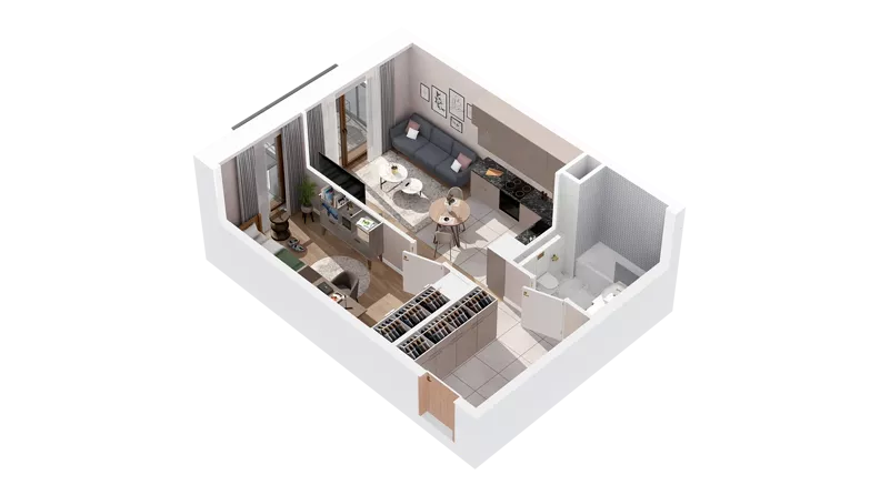 2 pokoje, mieszkanie 40,19 m², piętro 3, oferta nr 2.03.E27, Ogrody Andersa IV, Gliwice, Wojska Polskiego, ul. J. Sowińskiego