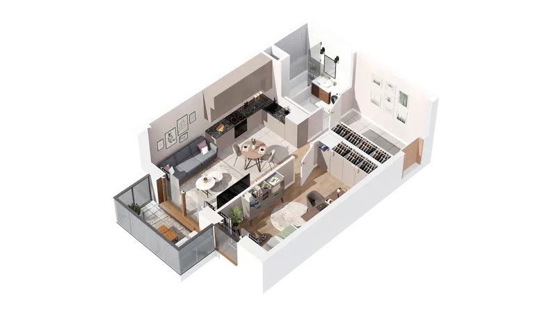 2 pokoje, mieszkanie 40,19 m², piętro 3, oferta nr 2.03.E27, Ogrody Andersa IV, Gliwice, Wojska Polskiego, ul. J. Sowińskiego
