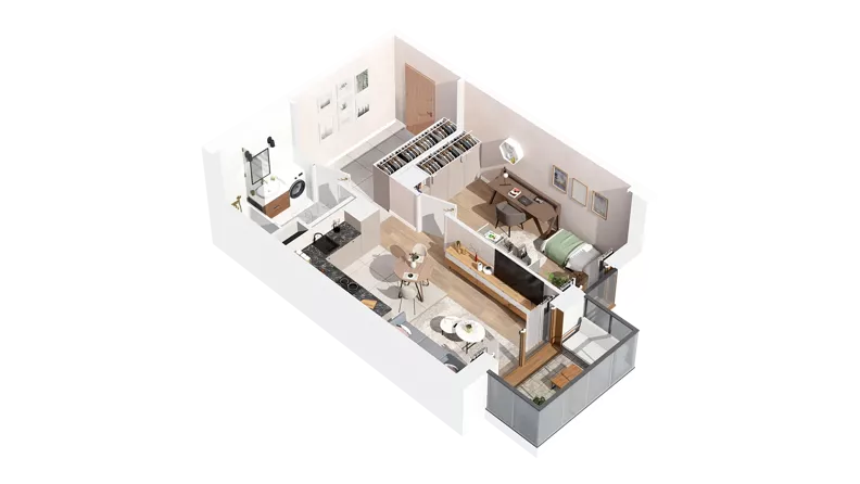 2 pokoje, mieszkanie 40,19 m², piętro 3, oferta nr 2.03.E27, Ogrody Andersa IV, Gliwice, Wojska Polskiego, ul. J. Sowińskiego
