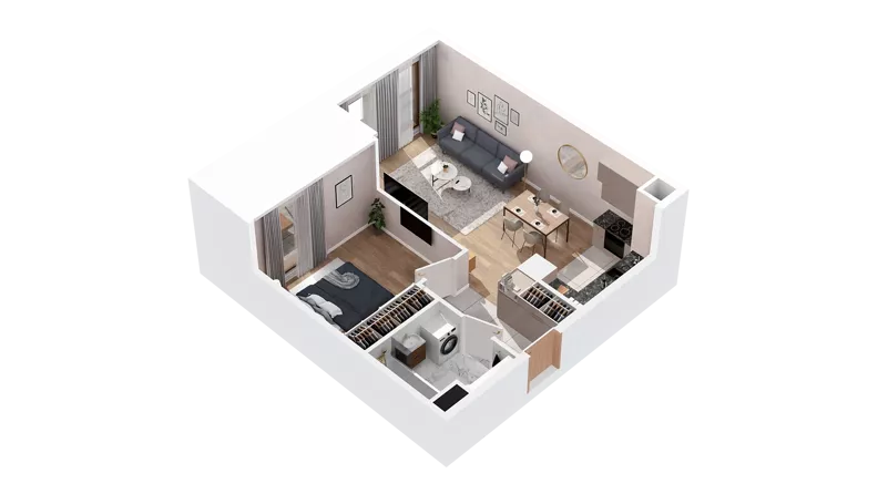 2 pokoje, mieszkanie 48,06 m², piętro 3, oferta nr 2.03.E29, Ogrody Andersa IV, Gliwice, Wojska Polskiego, ul. J. Sowińskiego