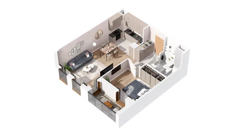 2 pokoje, mieszkanie 48,06 m², piętro 3, oferta nr 2.03.E29, Ogrody Andersa IV, Gliwice, Wojska Polskiego, ul. J. Sowińskiego