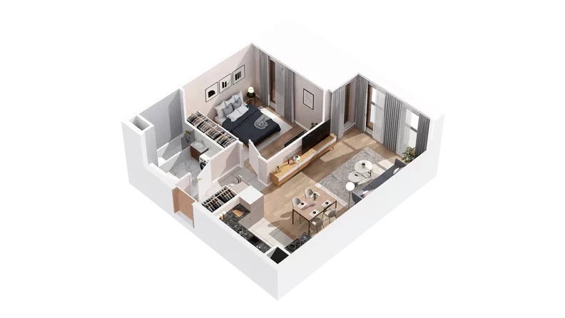 2 pokoje, mieszkanie 48,06 m², piętro 3, oferta nr 2.03.E29, Ogrody Andersa IV, Gliwice, Wojska Polskiego, ul. J. Sowińskiego