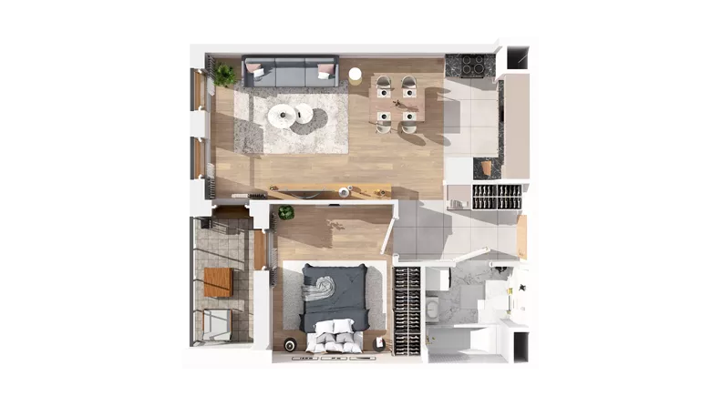 2 pokoje, mieszkanie 48,08 m², piętro 3, oferta nr 2.03.E30, Ogrody Andersa IV, Gliwice, Wojska Polskiego, ul. J. Sowińskiego
