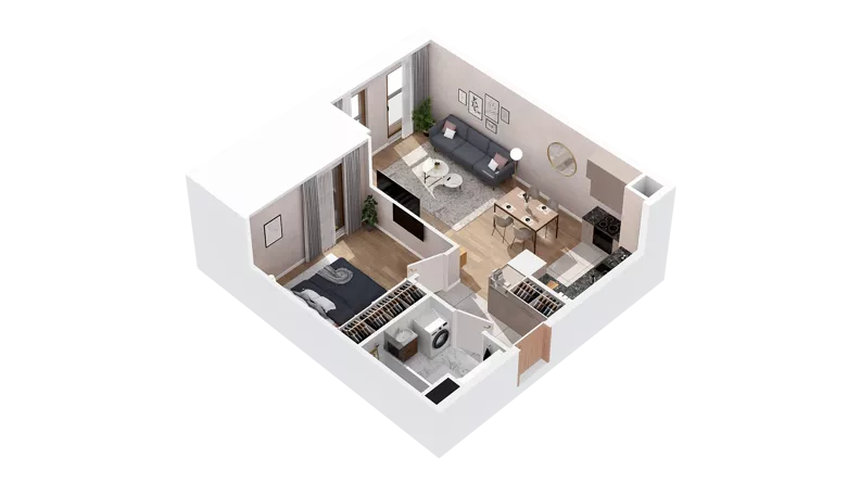 2 pokoje, mieszkanie 48,08 m², piętro 3, oferta nr 2.03.E30, Ogrody Andersa IV, Gliwice, Wojska Polskiego, ul. J. Sowińskiego