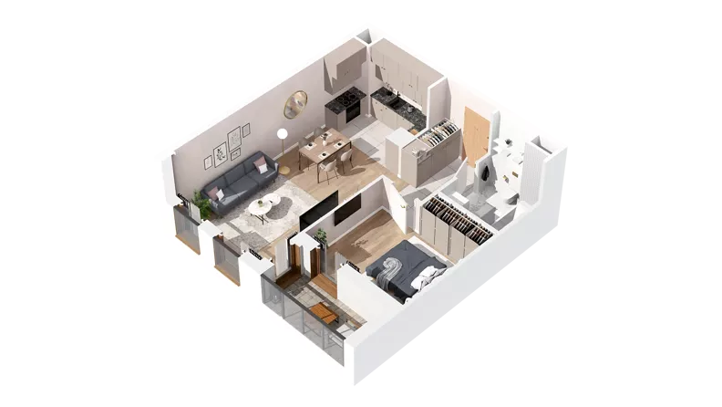 2 pokoje, mieszkanie 48,08 m², piętro 3, oferta nr 2.03.E30, Ogrody Andersa IV, Gliwice, Wojska Polskiego, ul. J. Sowińskiego